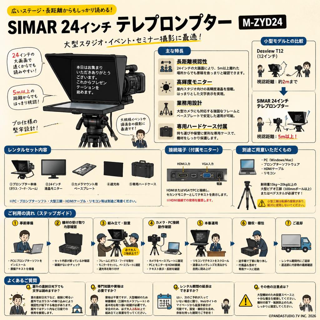 SIMAR 24インチ テレプロンプター M-ZYD24 FAQ（よくある質問と答え）