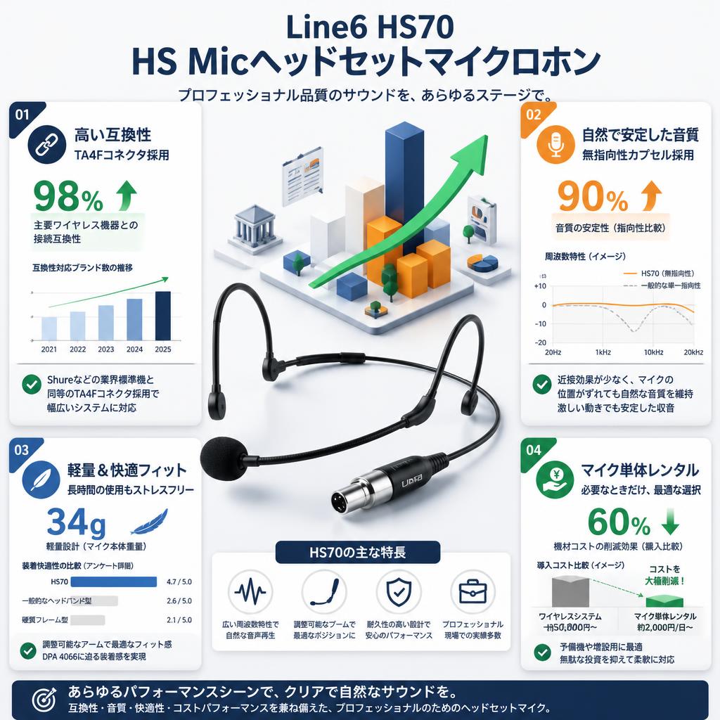 Line6 HS70 HS Micヘッドセットマイクロホン セールスポイント