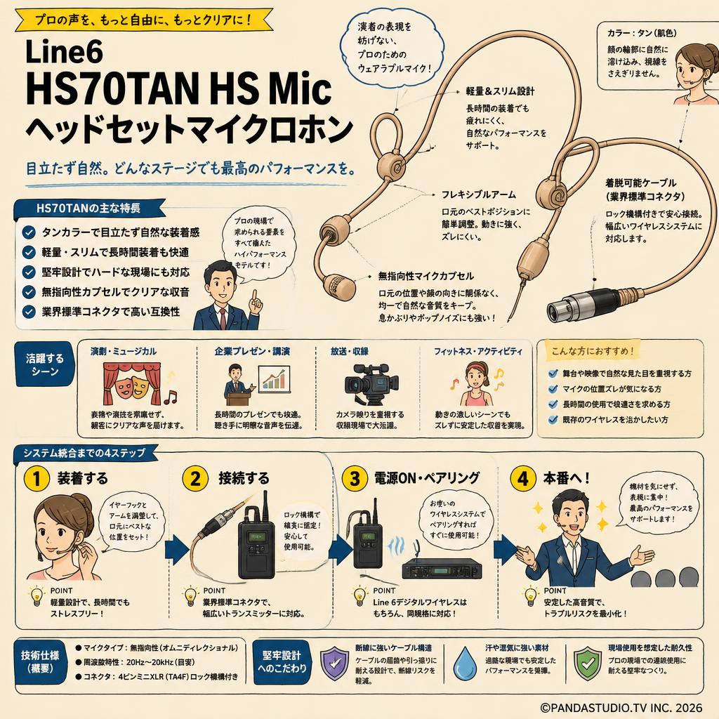 Line6 HS70TAN HS Micヘッドセットマイクロホン 概要