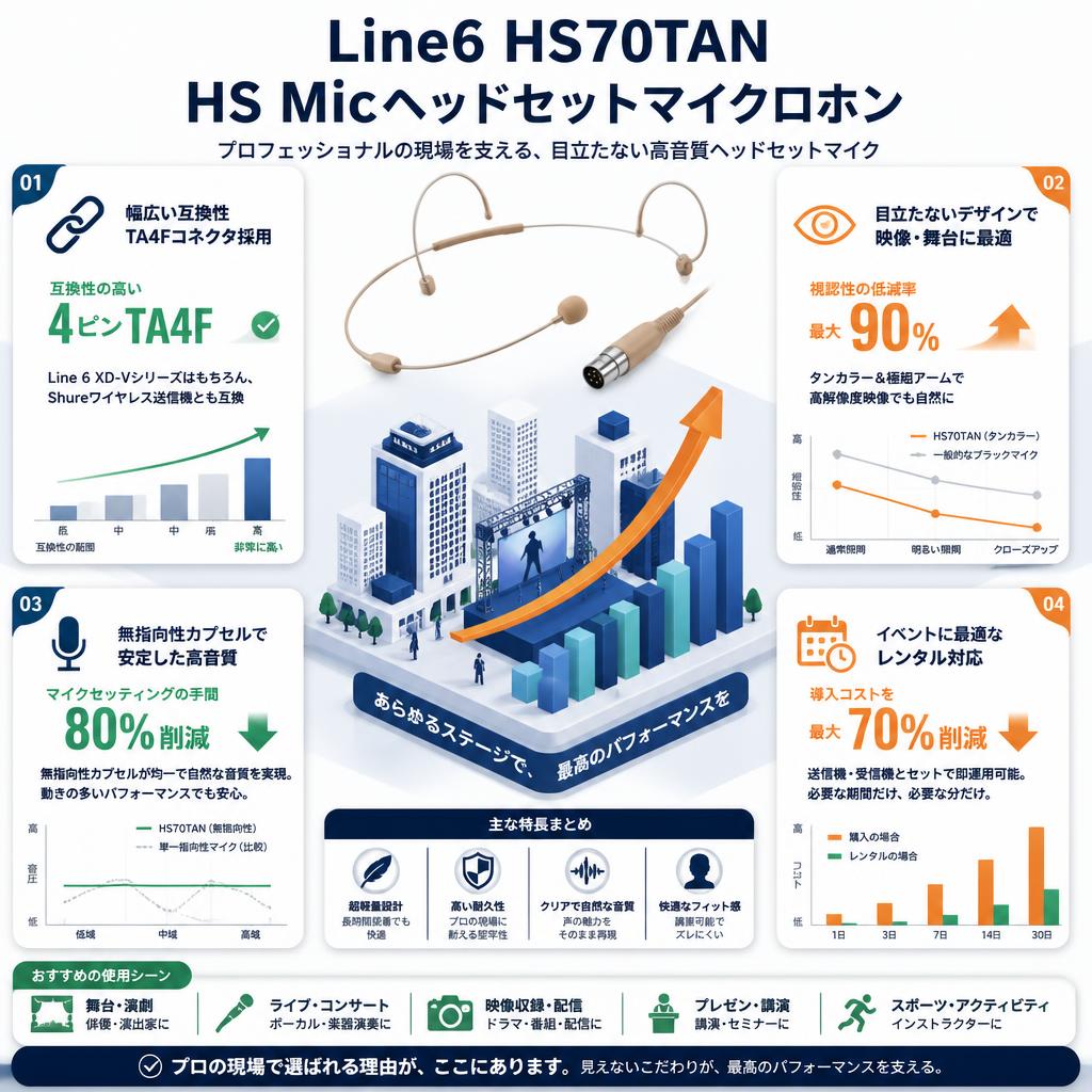 Line6 HS70TAN HS Micヘッドセットマイクロホン セールスポイント