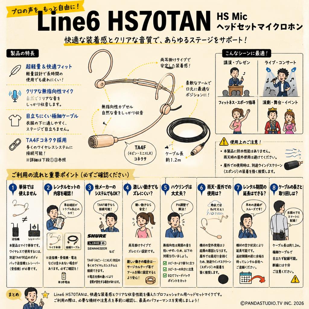 Line6 HS70TAN HS Micヘッドセットマイクロホン FAQ（よくある質問と答え）