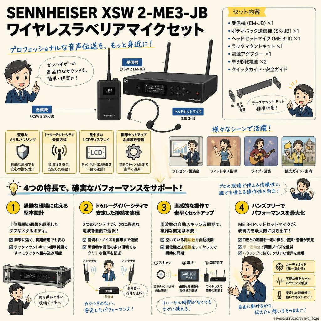 SENNHEISER XSW 2-ME3-JB ワイヤレスラベリアマイクセット 概要