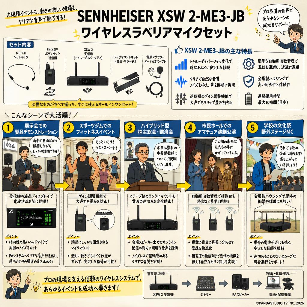SENNHEISER XSW 2-ME3-JB ワイヤレスラベリアマイクセット 用途