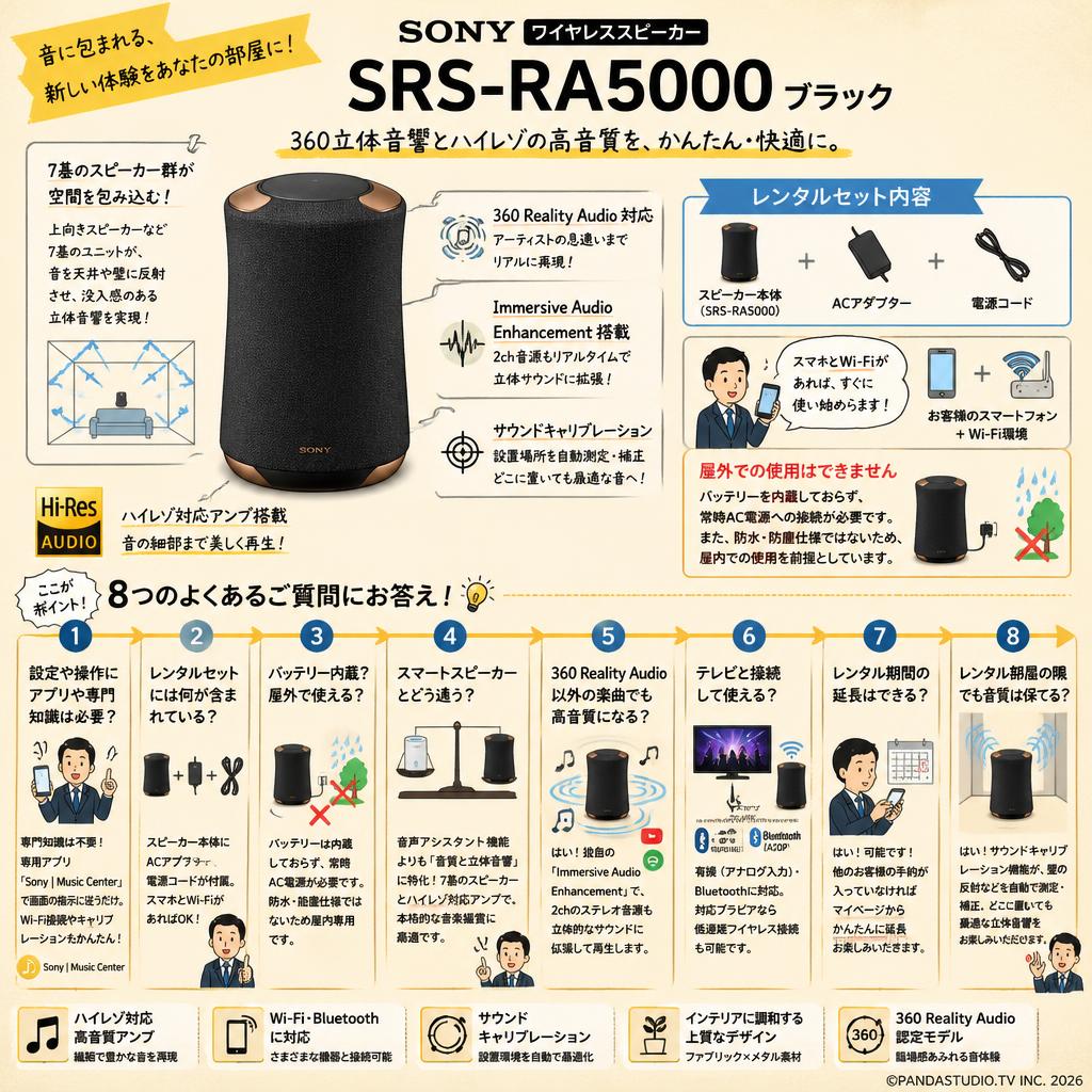 SONY ワイヤレススピーカー SRS-RA5000 ブラック FAQ（よくある質問と答え）