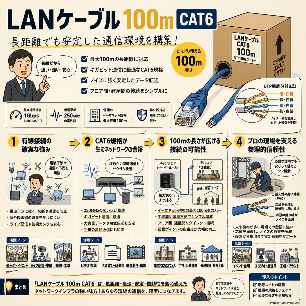 LANケーブル 100m CAT6 概要