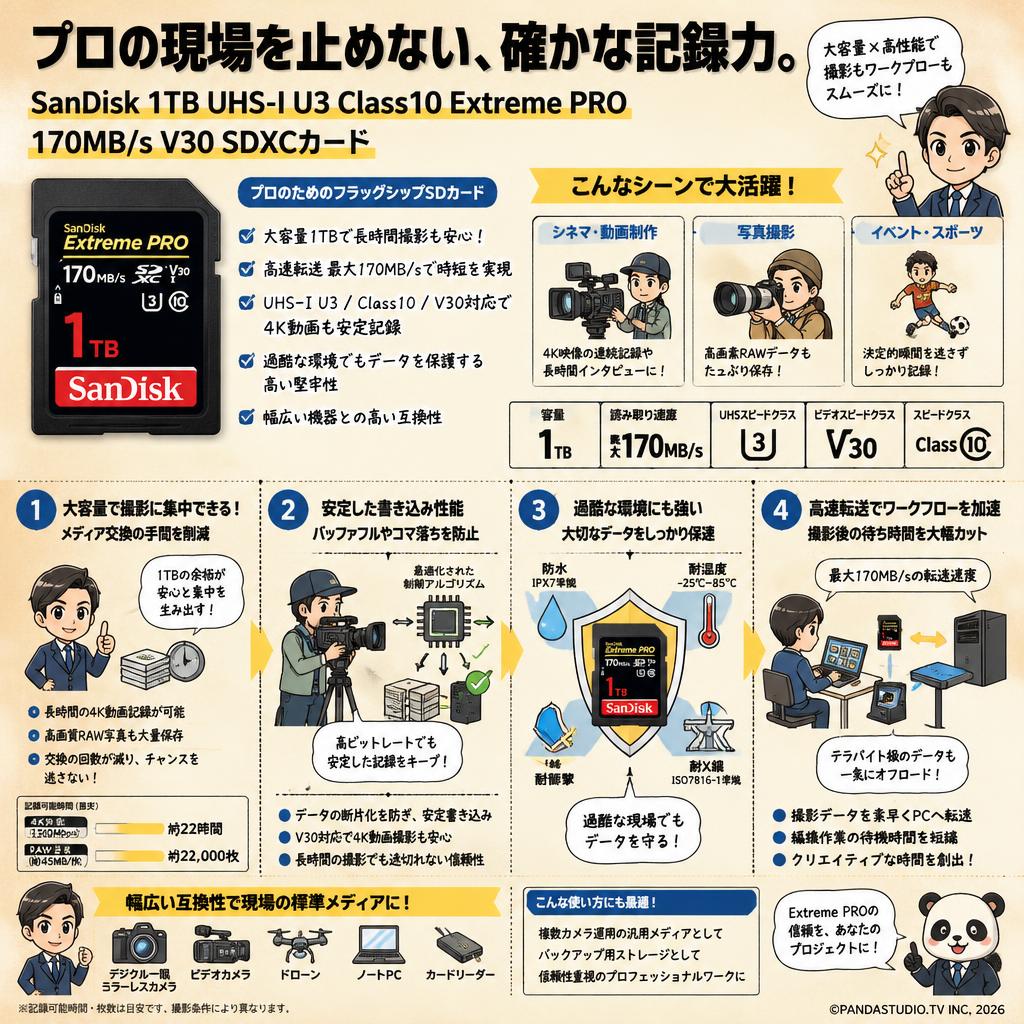 SanDisk  1TB UHS-I U3 Class10  Extreme PRO 170MB/s  V30 SDXCカード 概要
