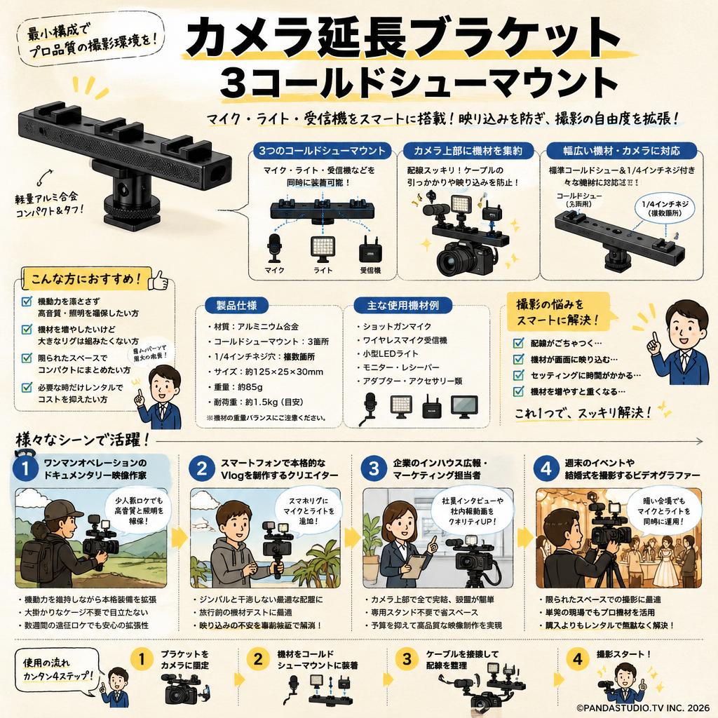 カメラ延長ブラケット 3コールドシューマウント おもな対象のお客様