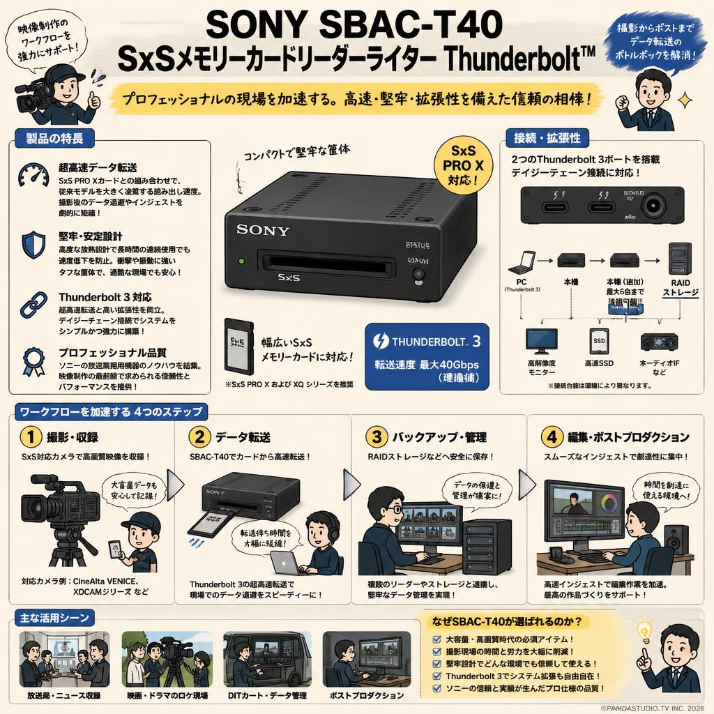 SONY SBAC-T40 SxSメモリーカードリーダーライターThunderbolt（TM） 概要