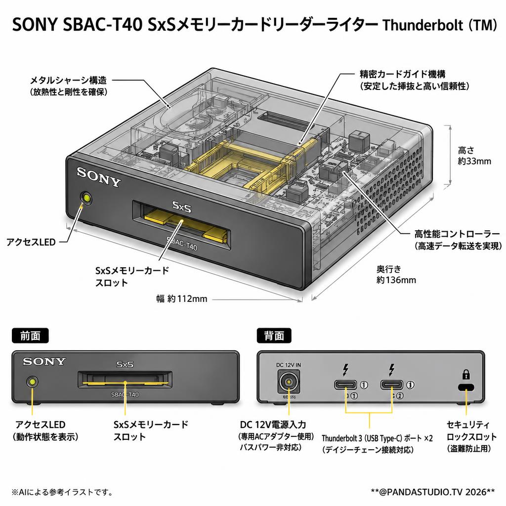 SONY SBAC-T40 SxSメモリーカードリーダーライターThunderbolt（TM） スペック