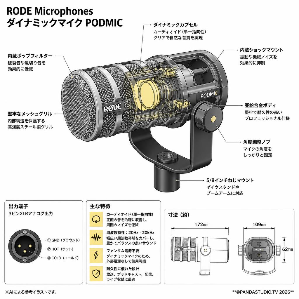 RODE Microphones ダイナミックマイクPODMIC スペック