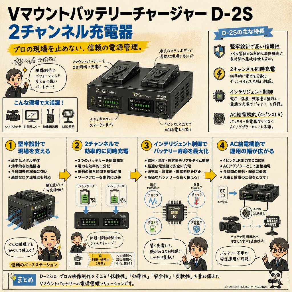 VマウントバッテリーチャージャーD-2S 2チャンネル充電器 概要