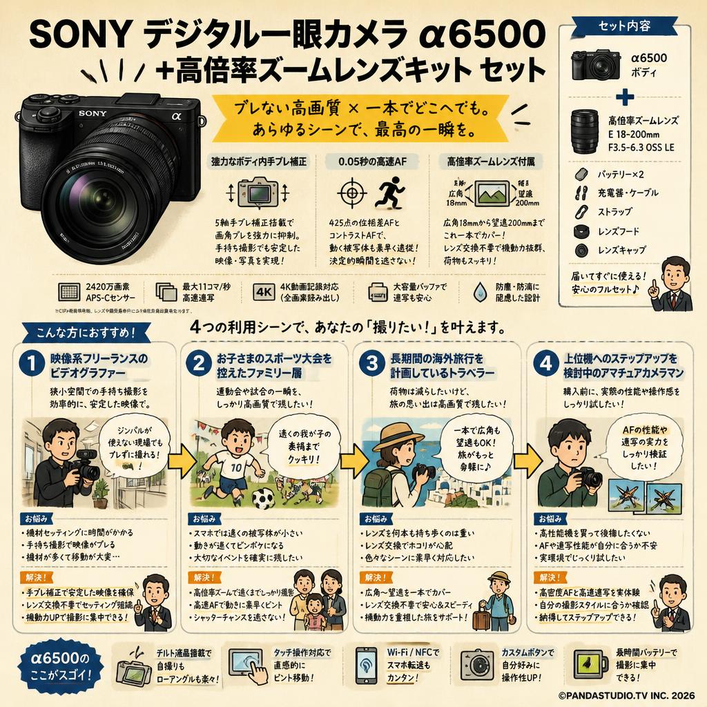 SONY デジタル一眼カメラα6500＋高倍率ズームレンズキット セット おもな対象のお客様
