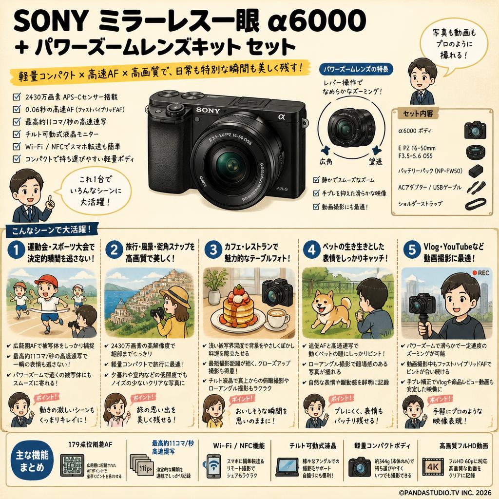 SONY ミラーレス一眼 α6000＋パワーズームレンズキット セット 用途