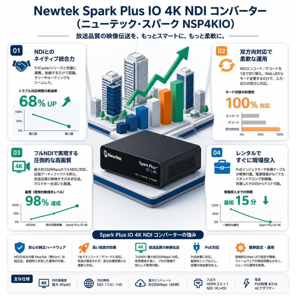 Newtek Spark Plus IO 4K NDI コンバーター/ニューテック・スパーク(NSP4KIO) セールスポイント
