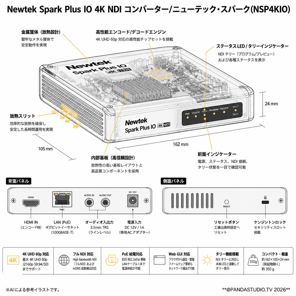 Newtek Spark Plus IO 4K NDI コンバーター/ニューテック・スパーク(NSP4KIO) スペック