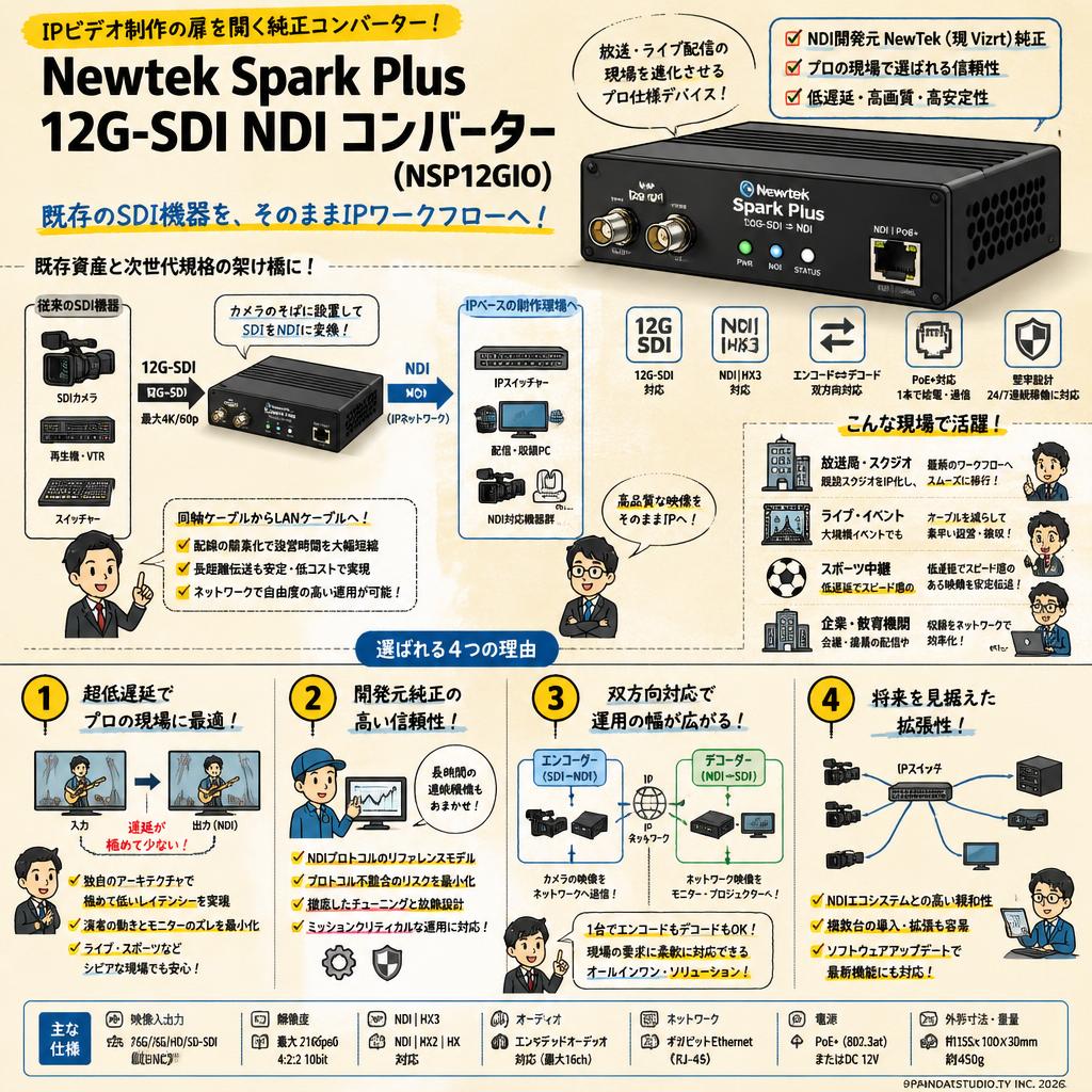 Newtek Spark Plus 12G-SDI NDI コンバーター(NSP12GIO) 概要