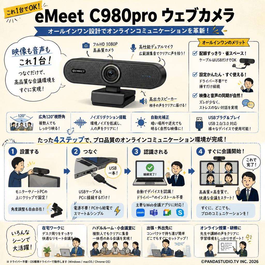 eMeet C980pro ウェブカメラ 概要