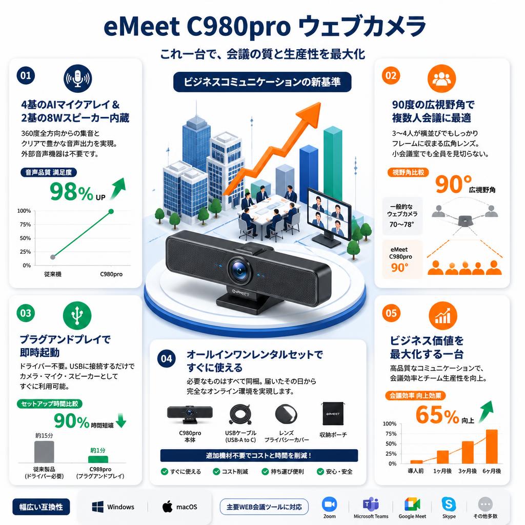 eMeet C980pro ウェブカメラ セールスポイント
