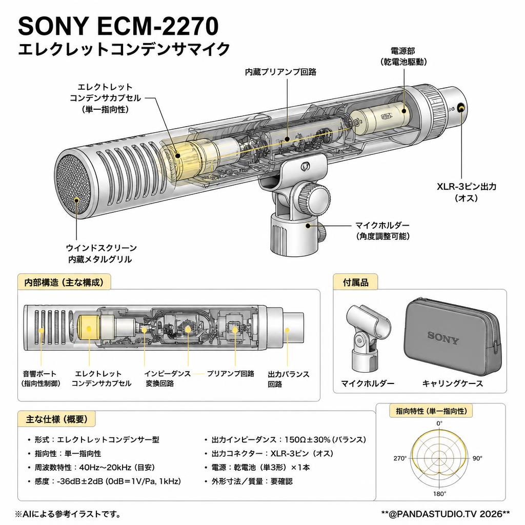 SONY ECM-2270 エレクレットコンデンサマイク スペック