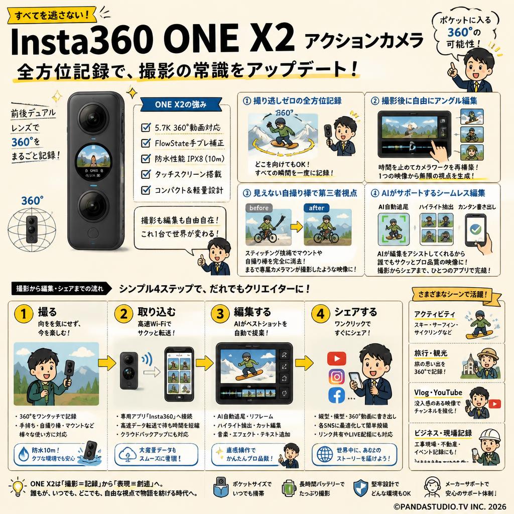 Insta360 ONE X2 アクションカメラ 概要