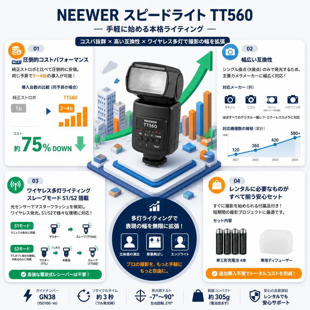NEEWER Speedlight TT560 セールスポイント