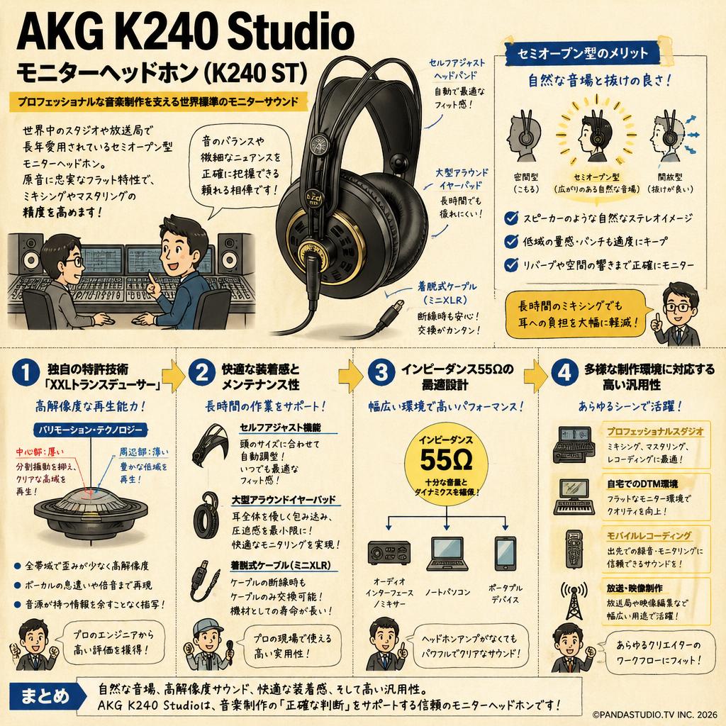 AKG K240 Studio モニターヘッドホン (K240 ST) 概要
