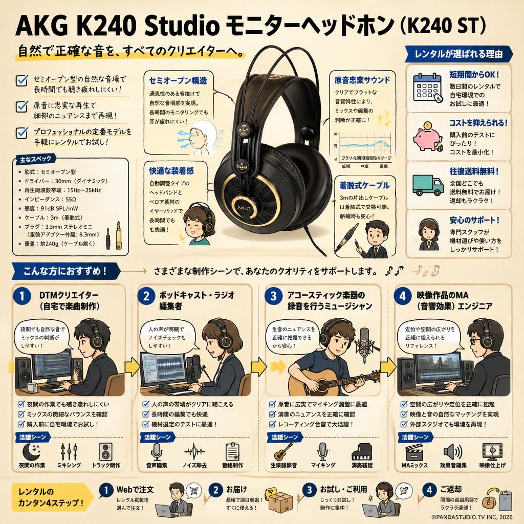 AKG K240 Studio モニターヘッドホン (K240 ST) おもな対象のお客様