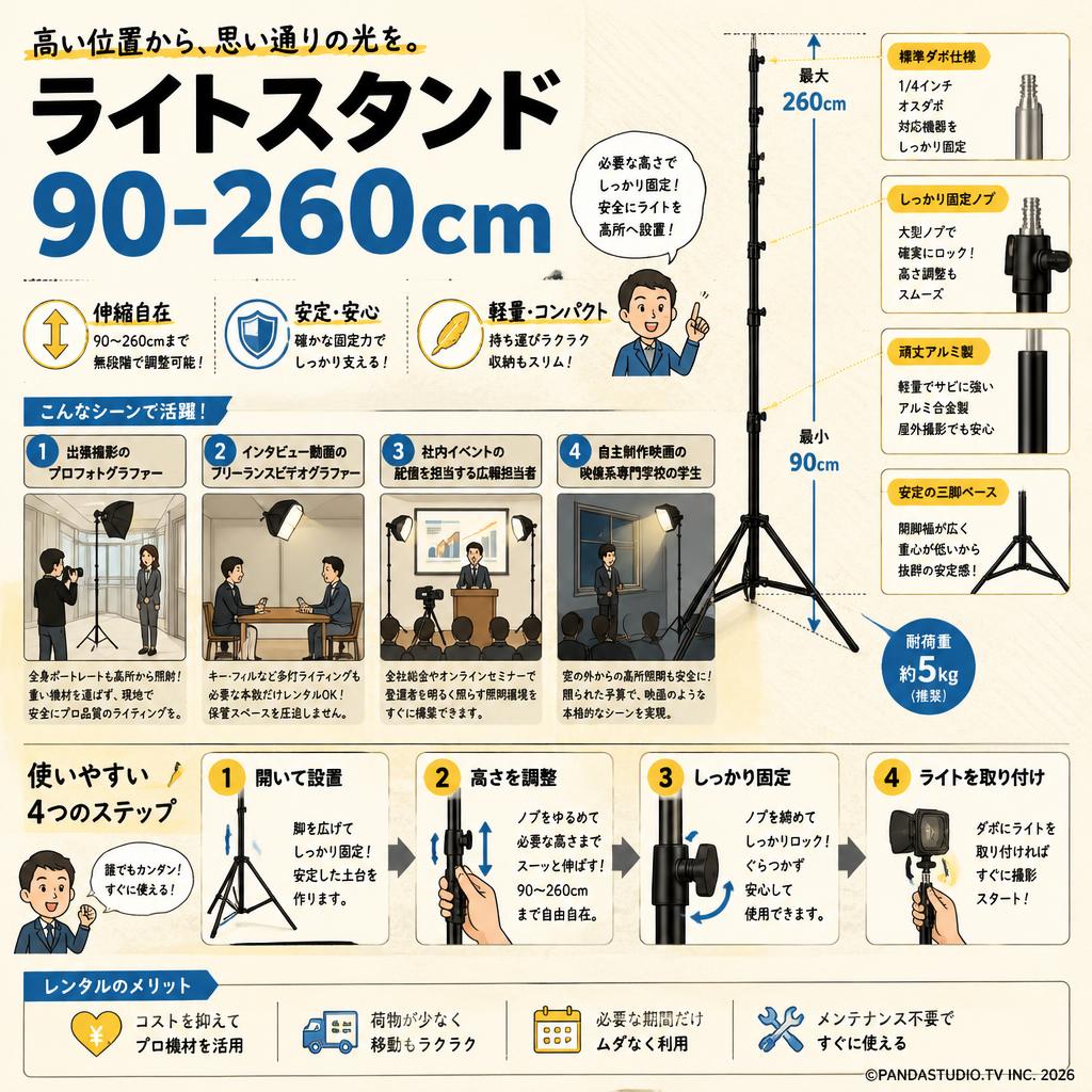 ライトスタンド 90-260cm おもな対象のお客様