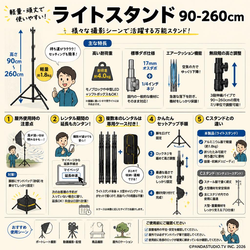 ライトスタンド 90-260cm FAQ（よくある質問と答え）