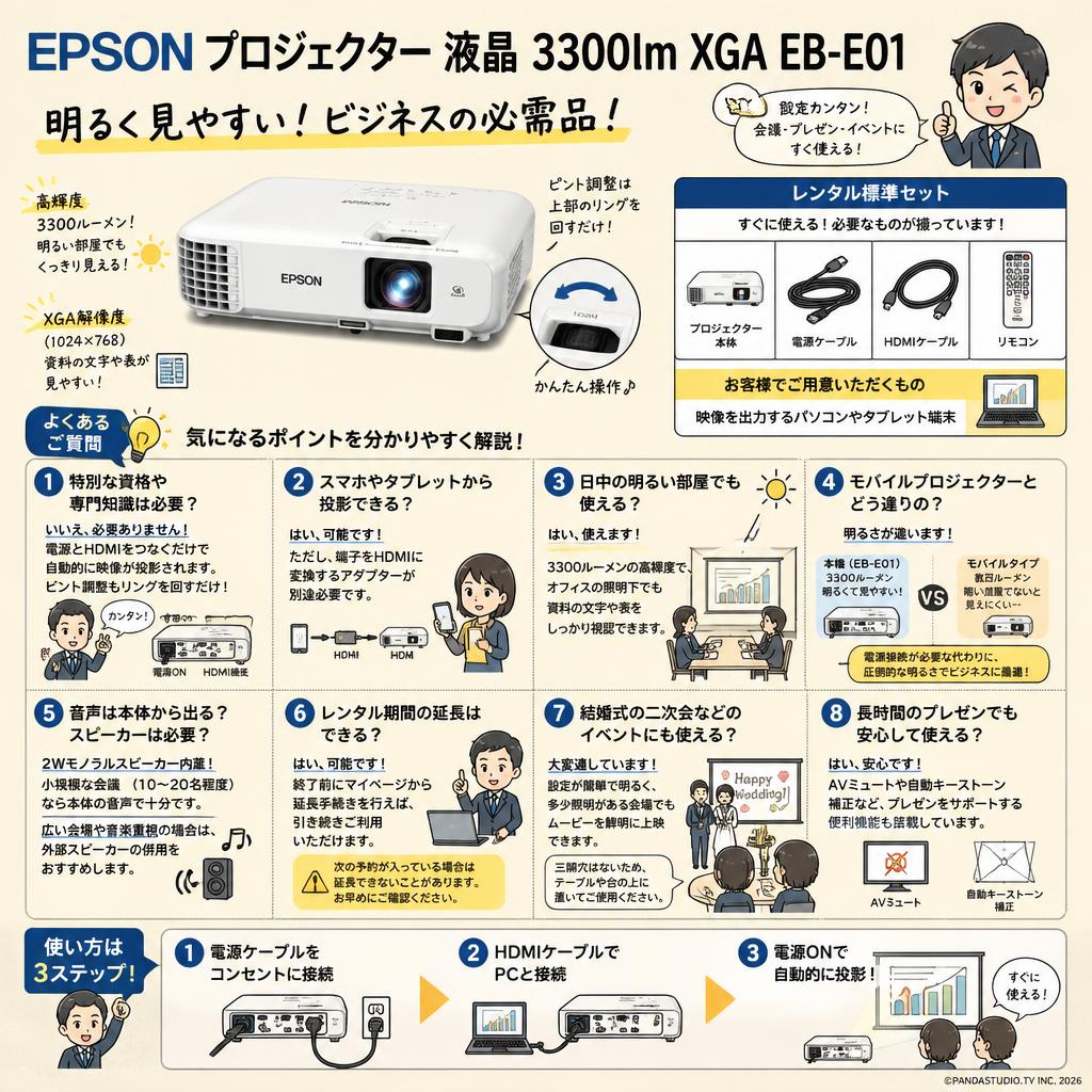 EPSON プロジェクター 液晶 3300lm XGA EB-E01 FAQ（よくある質問と答え）