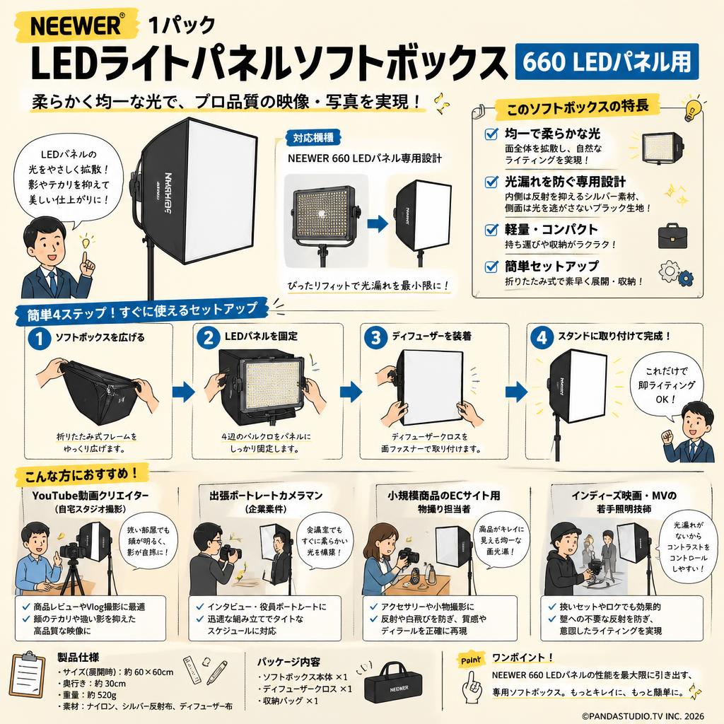 Neewer 1パックLEDライトパネルソフトボックス 660 LEDパネル用 おもな対象のお客様