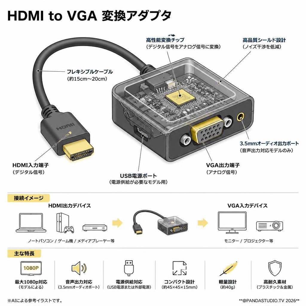 HDMI to VGA 変換アダプタ スペック