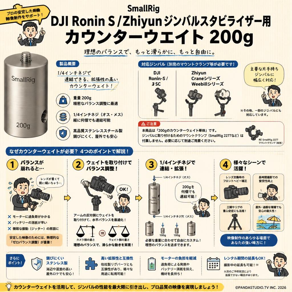SmallRig DJI Ronin S/Zhiyunジンバルスタビライザー用カウンターウェイト 200g FAQ（よくある質問と答え）