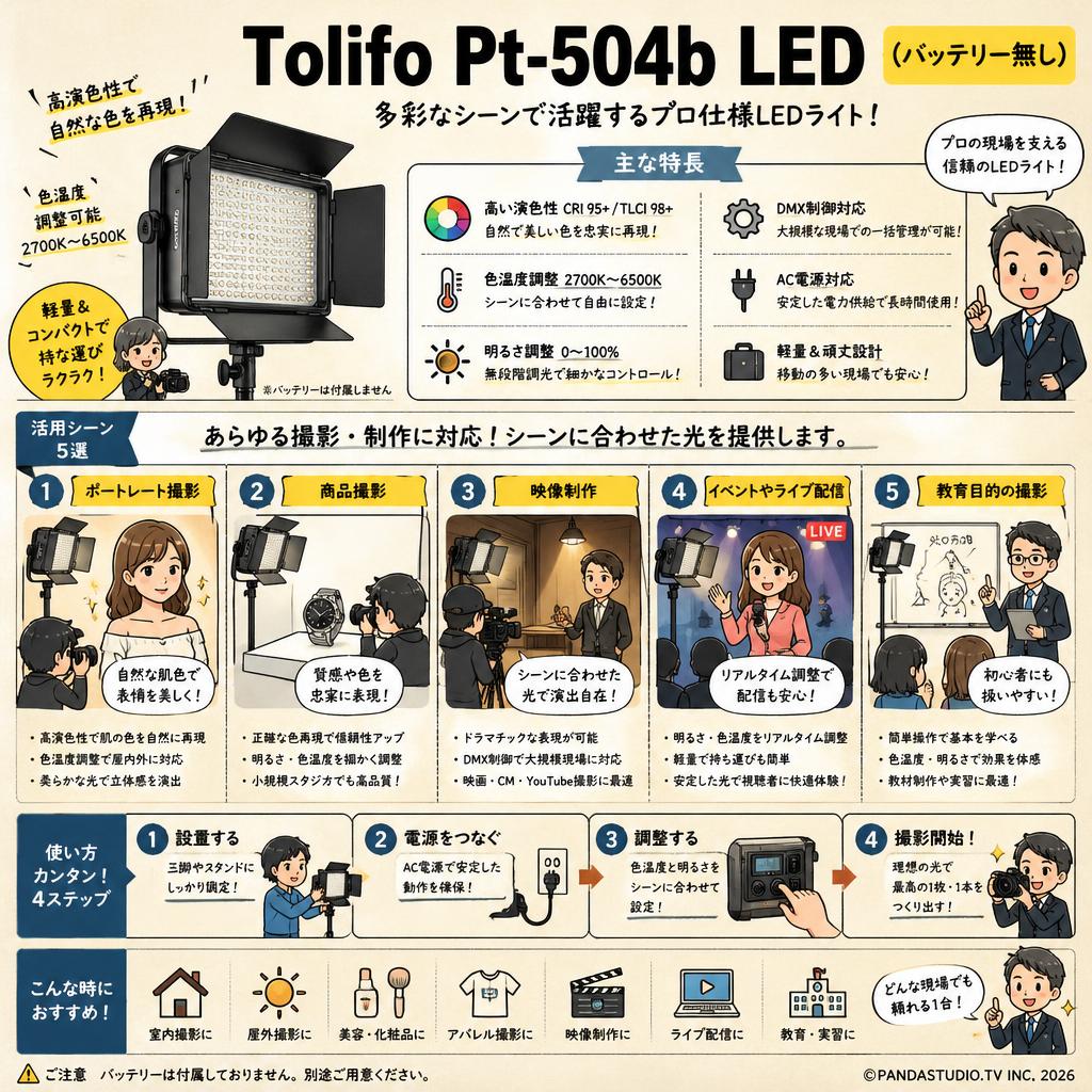 Tolifo Pt-504b Led (バッテリー無し) 用途