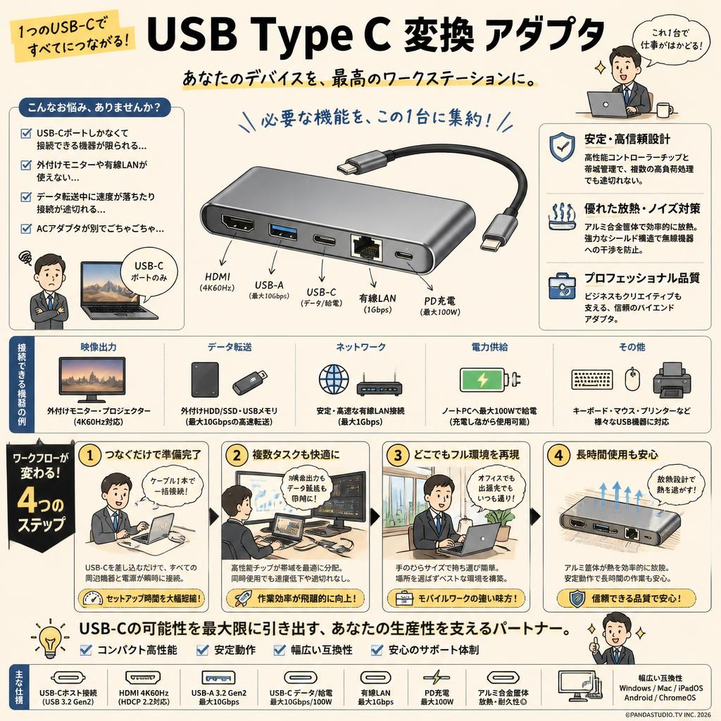 USB Type C 変換 アダプタ 概要