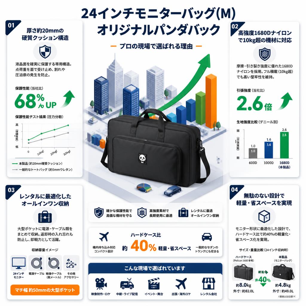 24インチモニターバッグ(M)・オリジナルパンダバック セールスポイント