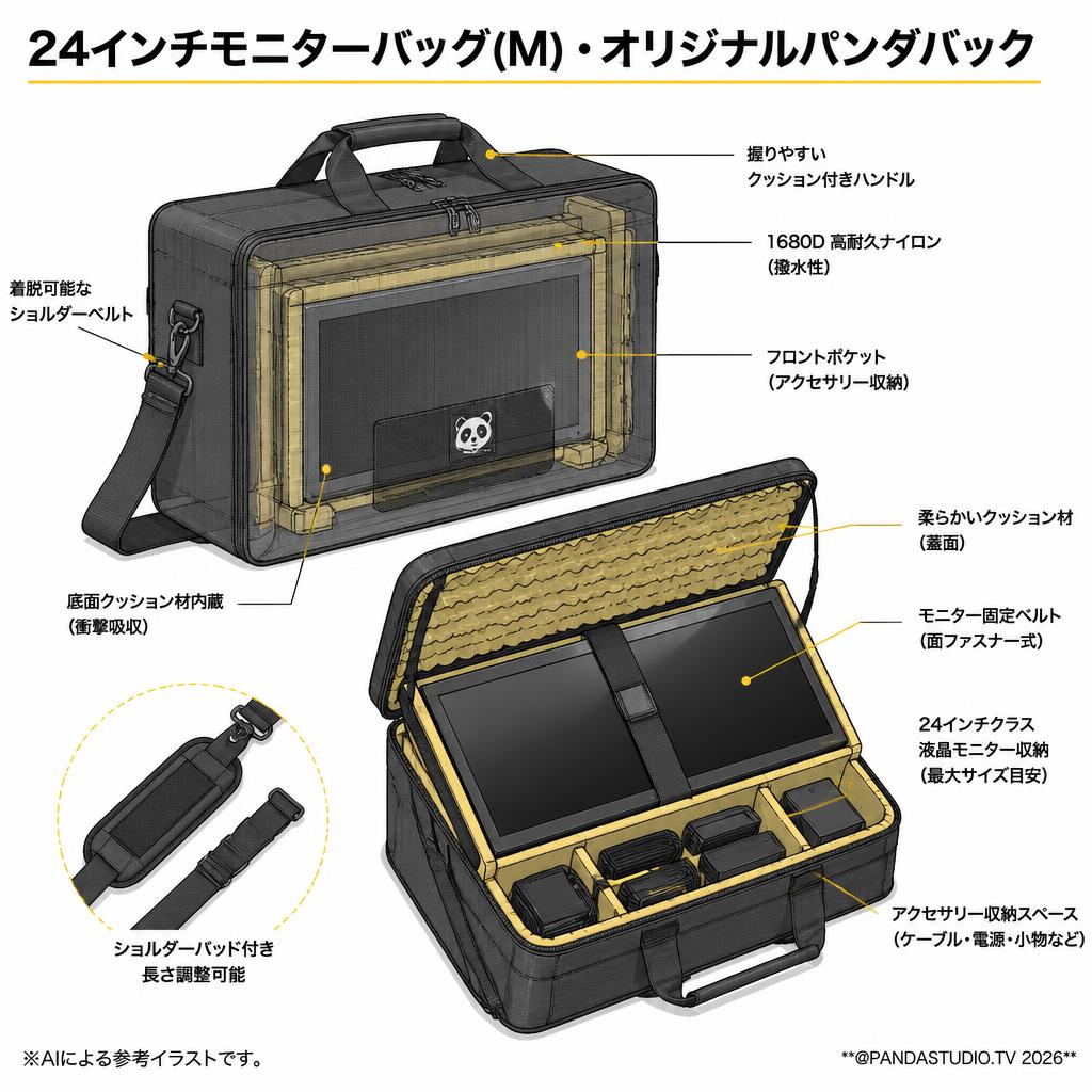 24インチモニターバッグ(M)・オリジナルパンダバック スペック