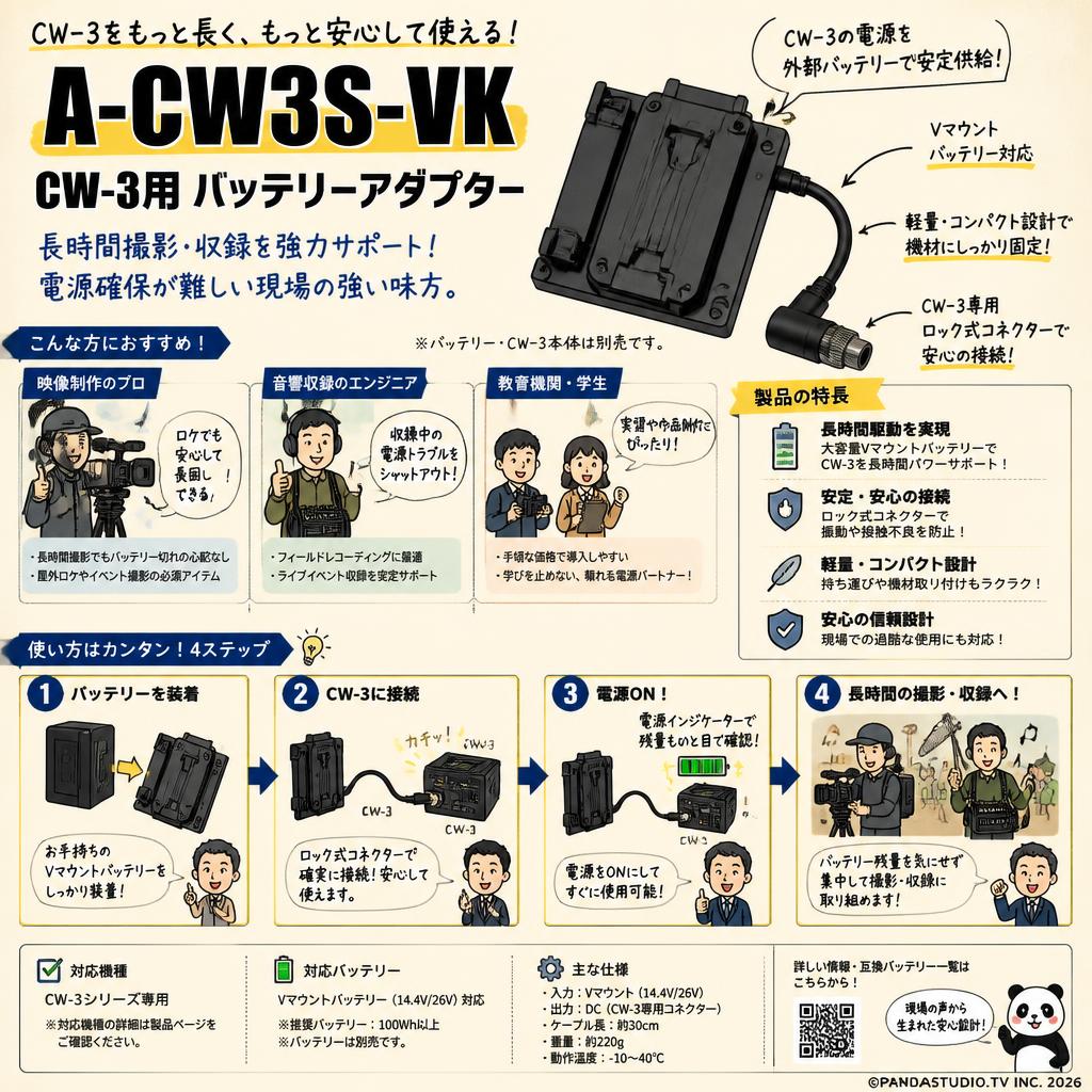 A-CW3S-VK CW-3用 バッテリーアダプター おもな対象のお客様