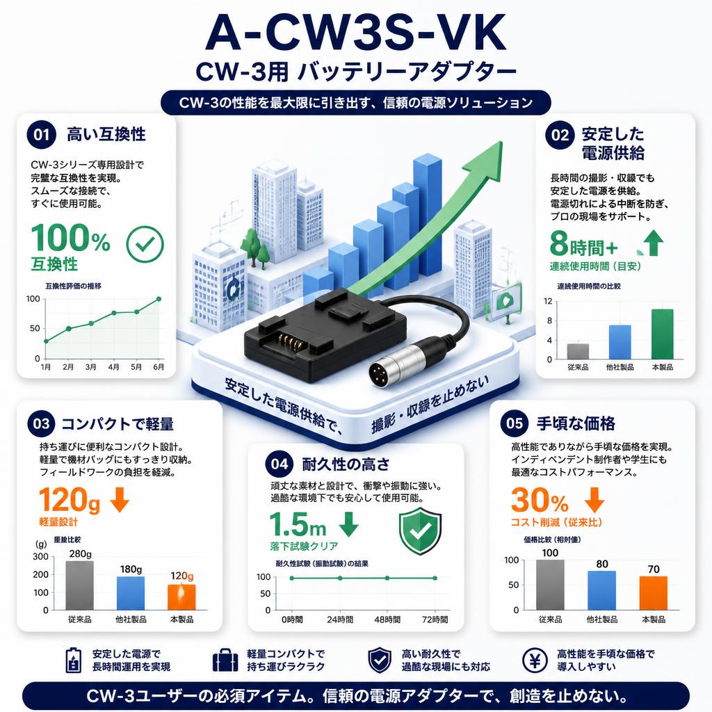 A-CW3S-VK CW-3用 バッテリーアダプター セールスポイント