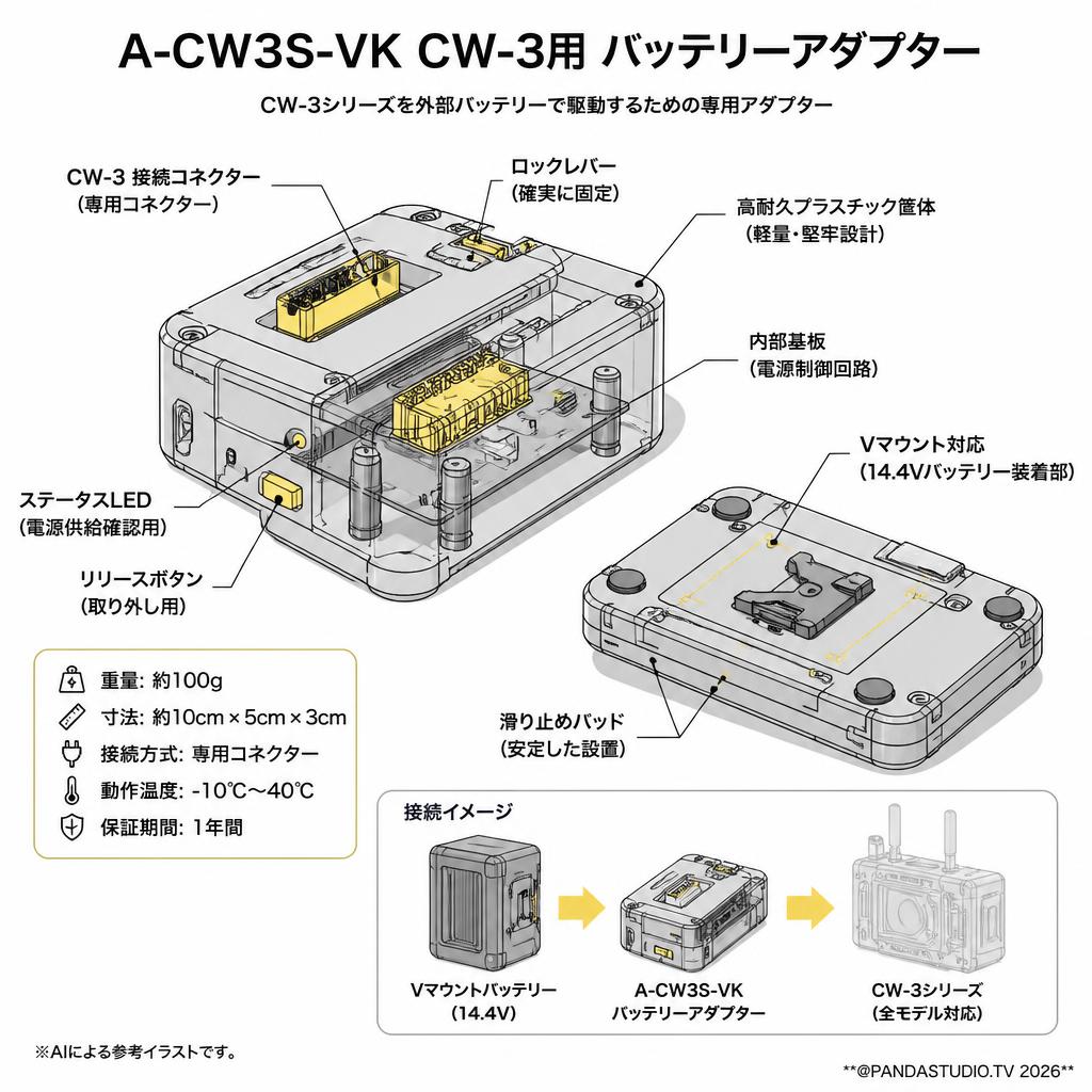 A-CW3S-VK CW-3用 バッテリーアダプター スペック