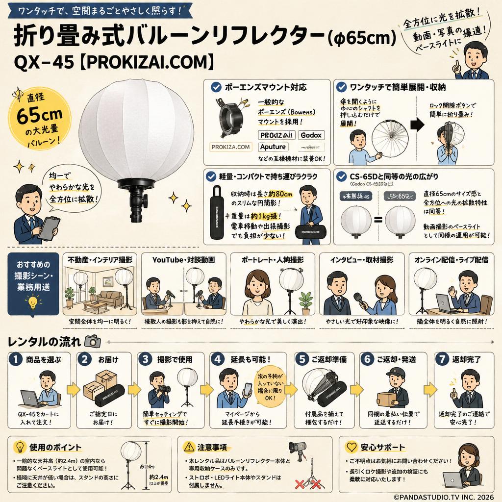 折り畳み式バルーンリフレクター(φ65cm)　QX-45【PROKIZAI.COM】 FAQ（よくある質問と答え）