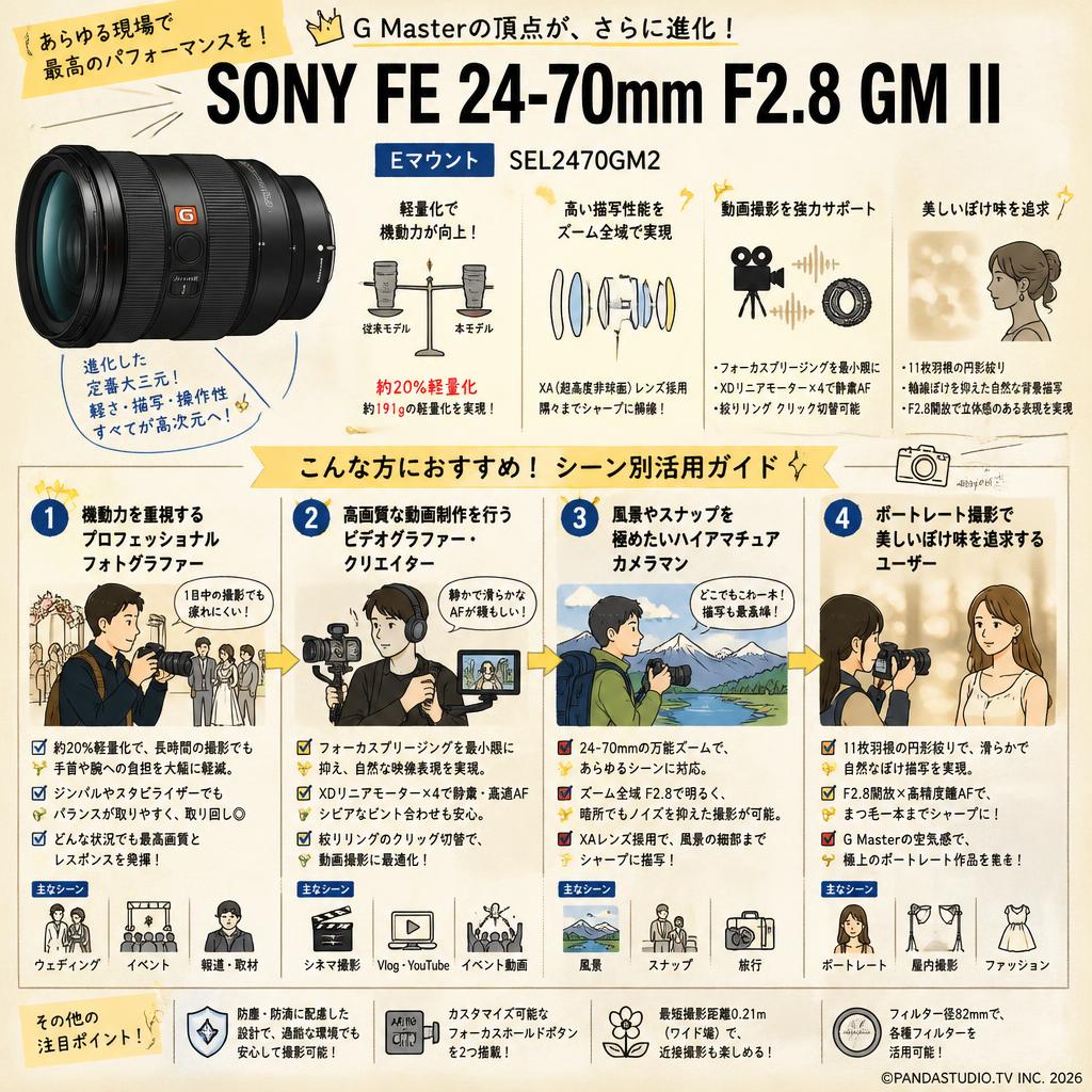 SONY FE 24-70mm F2.8 GM II Eマウント SEL2470GM2 おもな対象のお客様