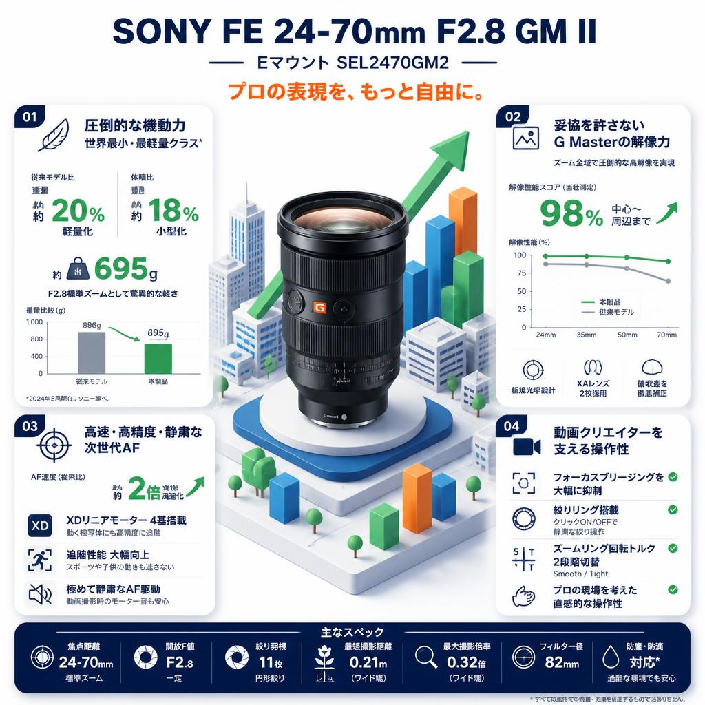 SONY FE 24-70mm F2.8 GM II Eマウント SEL2470GM2 セールスポイント
