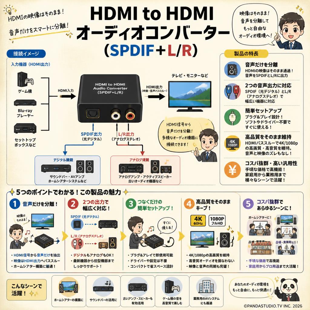 HDMI to HDMI Audio converter (SPDIF+L/R) 概要