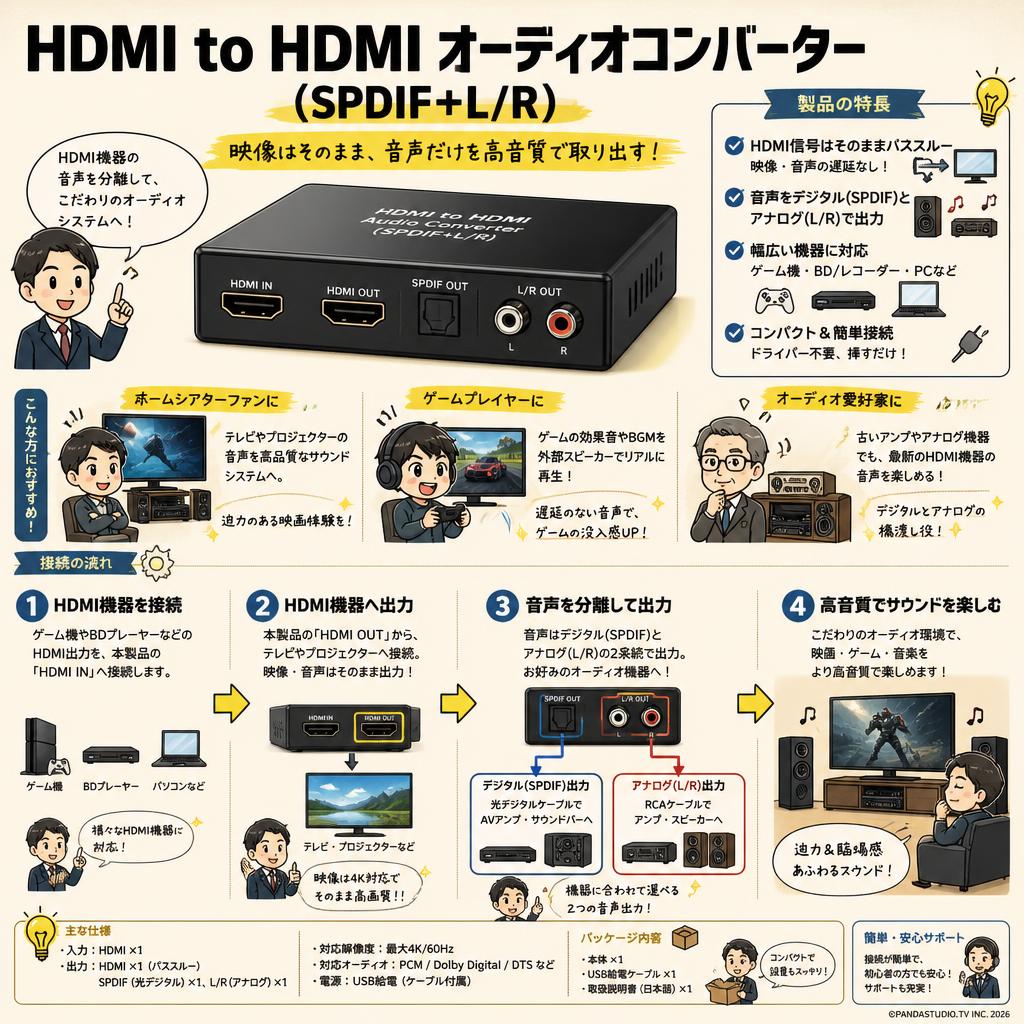HDMI to HDMI Audio converter (SPDIF+L/R) おもな対象のお客様