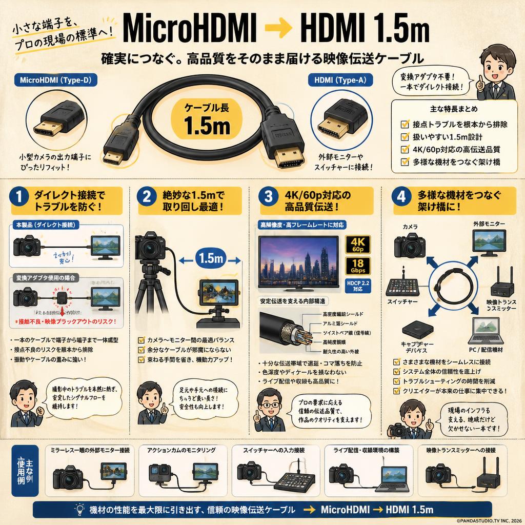 MicroHDMI → HDMI 1.5m 概要
