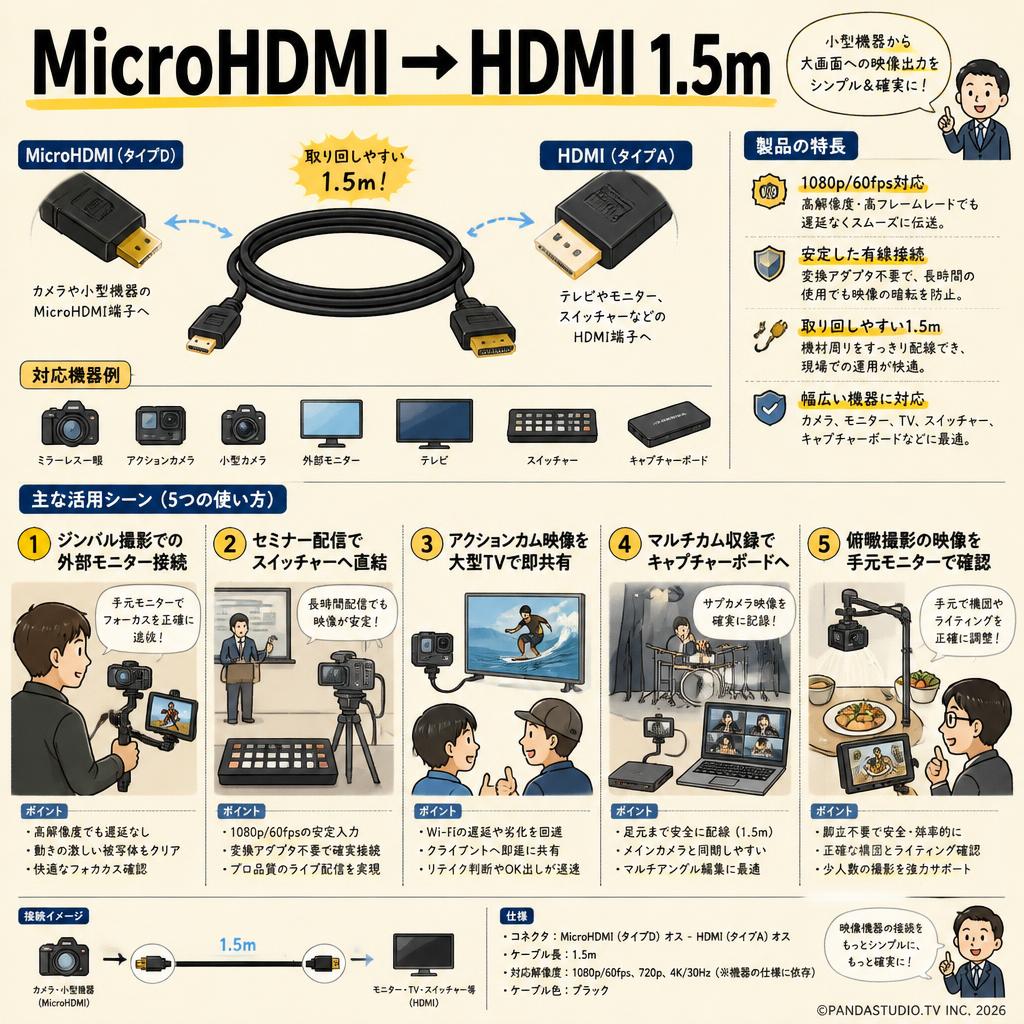 MicroHDMI → HDMI 1.5m 用途