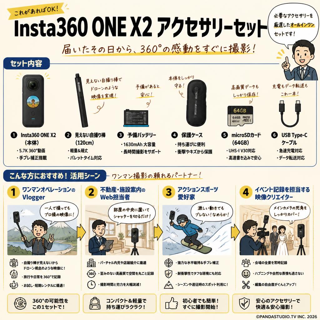 Insta360 ONE X2 アクセサリーセット おもな対象のお客様