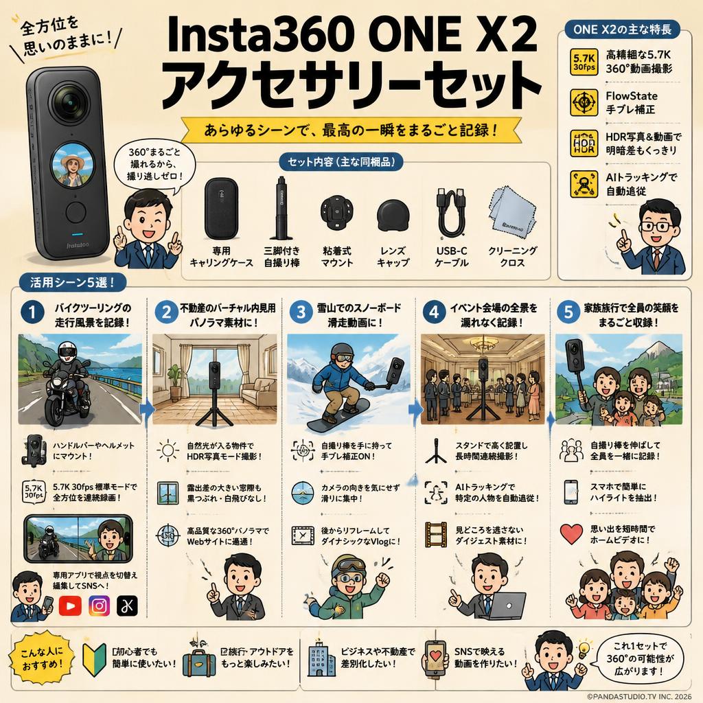 Insta360 ONE X2 アクセサリーセット 用途