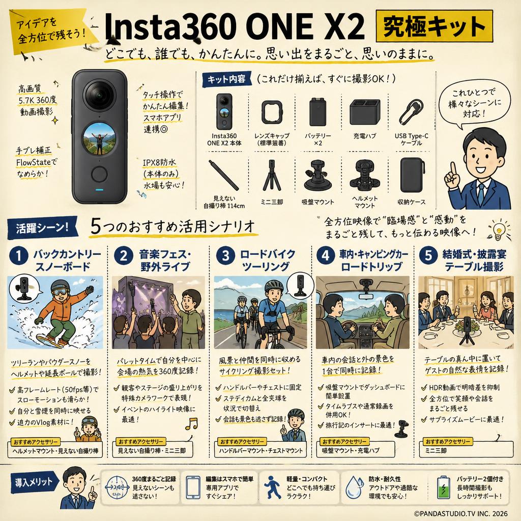 Insta360 ONE X2 究極キット 用途